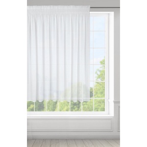 Záclona Viola krátká,  bílá etamína s jemným vzorem,  velikost 400x145cm, řasící páska, lze zkrátit