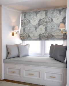 Římská roleta na míru, látka Gard 25246, látka s drobnou strukturou v šedé koloristice, řetízkové ovládání