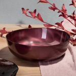 Větší miska Nikol2 Art Glass,  silnostěnné sklo, burgunská barva, průměr 27cm