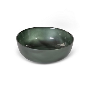 Miska Nikol1 Art Glass,  silnostěnné sklo, kouřová zelená, průměr 21