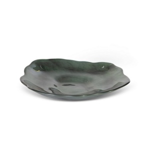 Patera Nikol1 Art Glass,  silnostěnné sklo, kouřová zelená, 20x21cm