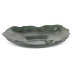 Větší patera Nikol1 Art Glass,  silnostěnné sklo, kouřová zelená, 30x28cm
