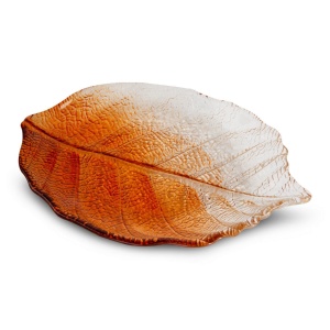 Patera Art Glass kolekce Sava,  silnostěnné sklo, oranžová tónovaná, 26x19cm