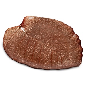 Větší patera Art Glass kolekce Emma,  silnostěnné sklo, měděná barva, 28x25cm