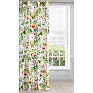 Edise - závěs s exotickým botanickým motivem, velvet, 140x250, na kroužcích, lze zkrátit