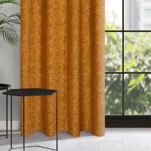 Závěs Octavia s 3D vzorem, tmavá medově-oranžová barva, na kroužcích, velikost 140x250cm, lze zkrátit