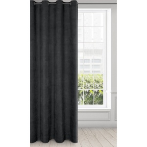 Závěs Milo, černý velvet + drobný eco splot, na kroužcích, velikost 140x250cm, lze zkrátit