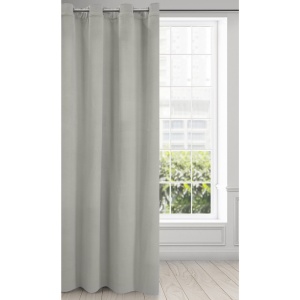 Závěs Milo, světle šedý velvet + drobný eco splot, na kroužcích, velikost 140x250cm, lze zkrátit