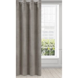 Závěs Milo, popelavě šedá, velvet + drobný eco splot, na kroužcích, velikost 140x250cm, lze zkrátit