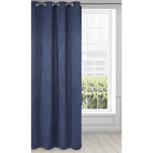Závěs Rossie,  silnější látka typu blackout, tmavě modrá melanž, na kroužcích, velikost 135x250cm, lze zkrátit