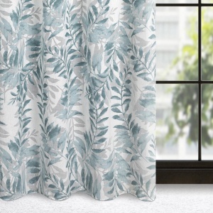 Hariet - žakárový závěs s 3D efektem,  modrý/krémový, na kroužcích, velikost 140x250cm, lze zkrátit