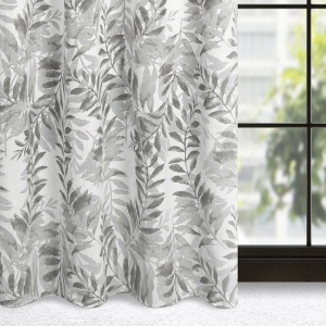 Hariet - žakárový závěs s 3D efektem,  šedý/krémový, na kroužcích, velikost 140x250cm, lze zkrátit