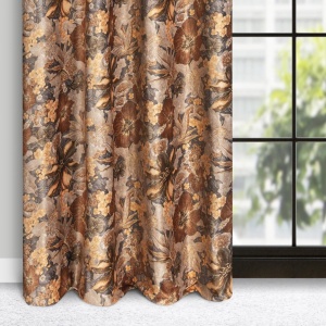 Diana - efektní závěs, měděná koloristika s květovým motivem, na kroužcích, velikost 140x250cm, lze zkrátit