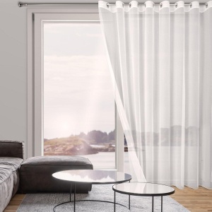 Záclona Tamina, bílá,  hustší mikrosíťka, na kroužcích, velikost 350x250cm, lze zkrátit