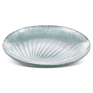 Patera Bena1 Palm,  Art Glass,  sklo s reliéfem palmového listu v mátové barvě,  velikost průměr 33cm