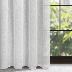 Záclona Rain,  hustší záclonovina s výrazným deštíkem,  bílá, velikost  140x270cm, řasící páska, lze zkrátit