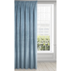 Závěs Ria elegant,  velvet ve světle modré barvě, řasící páska, velikost 140x270cm, lze zkrátit