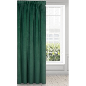 Závěs Ria elegant,  velvet v tmavě zelené barvě, řasící páska, velikost 140x270cm, lze zkrátit