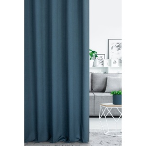 Závěs šitý na míru Cagla, barva modrá jeans, elegantní jemný melanž s drobnou strukturou, řasící páska