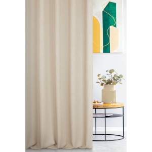 Závěs šitý na míru Cagla, barva tmavší krémová, elegantní jemný melanž s drobnou strukturou, řasící páska