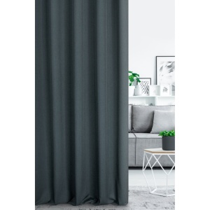 Závěs šitý na míru Cagla, barva grafitová, elegantní jemný melanž s drobnou strukturou, řasící páska