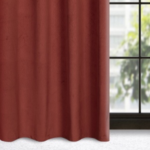 Lili - efektní velvetové závěsy s vlnovým vzorem v látce,  mahagonová barva, na kroužcích, velikost 140x250cm, lze zkrátit