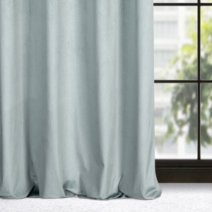 Lili - efektní velvetové závěsy s vlnovým vzorem v látce,  modrošedavý, na kroužcích, velikost 140x250cm, lze zkrátit