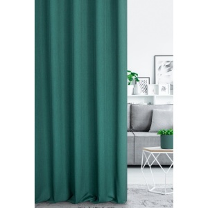 Závěs šitý na míru Cagla, barva tyrkysově-smaragdová,  elegantní jemný melanž s drobnou strukturou, řasící páska