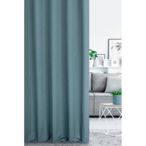 Závěs šitý na míru Cagla, modrý, elegantní jemný melanž s drobnou strukturou, řasící páska