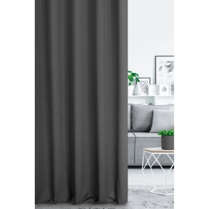 Závěs šitý na míru Cagla, tmavě šedý, elegantní jemný melanž s drobnou strukturou, řasící páska