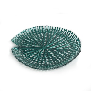 Patery Mela,  Art Glass,  tvar listu leknínu, barvené silnostěnné sklo, velikost průměr 24cm