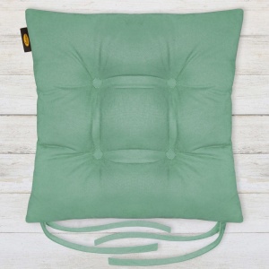 Sedák na židli Ada světle tyrkysová barva, 3 varianty ozdobného prošití, látka s velurovou strukturou, velikost 40x40cm