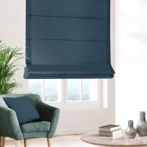 Římská roleta na míru, látka Eco Style přírodního vzhledu, barva denim jeans