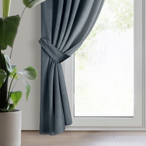 Závěs  Antara s vázačkou, velvet, grafitový, 140x300, řasící páska, lze zkrátit