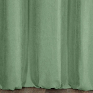 Závěs Adore, barva mátová,  měkká látka, sametový povrch, šití na míru