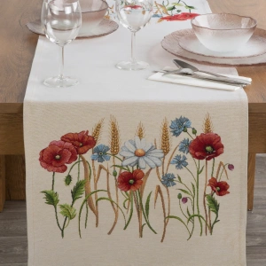 Stolní běhoun vzor GOB1306, 40x100cm, žakárový gobelín, tkaný luční vzor