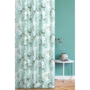 Závěs G23606, květový vzor v mátové koloristice, splot přírodního vzhledu, šití na míru