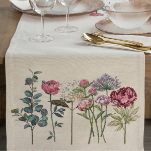 Stolní běhoun vzor GOB1242, 40x100cm, žakárový gobelín, tkaný vzor lučních květů