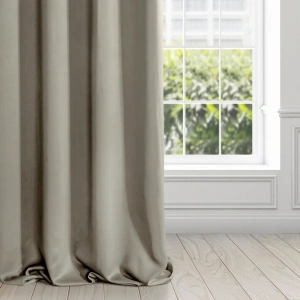 Závěs Logan, tmavě béžový, 135x250cm, na kroužcích, blackout,  lze zkrátit