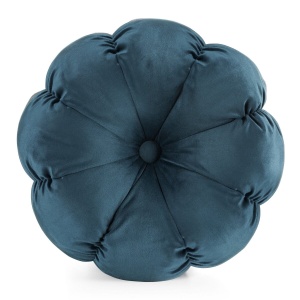 Polštář  komplet s výplní Flower 41A, hebká látka,  barva tmavě modrá, velikost průměr 37cm