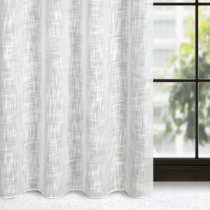 Záclona Liren, bílá poloprůsvitná v eco stylu,  velikost  140x270cm, řasící páska nebo tunýlek, lze zkrátit