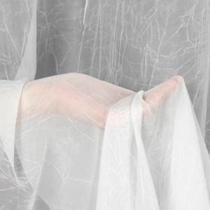 Záclona Elia, bílá, krešovaná, není třeba žehlit,  velikost  140x270cm, řasící páska nebo tunýlek, lze zkrátit