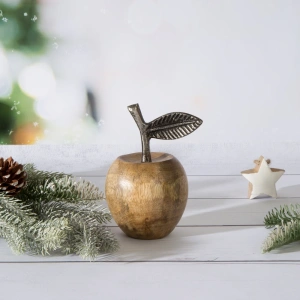 Dřevěná dekorační figurka  SWFD2 Jablko, sada 2ks, průměr 8cm, výška 14cm