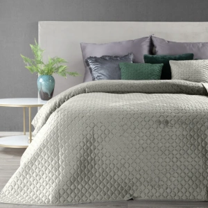 Přehoz na lůžka Dimon Select, hebký velvet, barva šedostříbrná tmavší, prošití, více velikostí