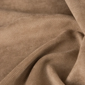 Závěs EDA Refined,  barva světle hnědá, výrazná struktura s velurovým vlasem, šití na míru