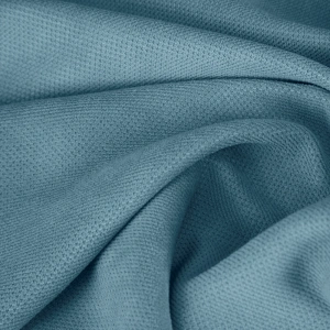 Závěs EDA Refined,  barva blankytná tmavá, výrazná struktura s velurovým vlasem, šití na míru