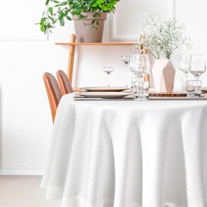Eliza - kruhový bílý elegantní ubrus s dekorací stříbrnými tečkami, velikost průměr 150cm