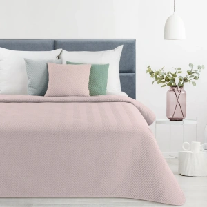Přehoz na lůžka Premium Len3, matná látka v eco-stylu, růžová, prošití, více velikostí