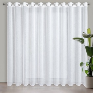 Záclona řady Lana na kroužcích,  bílá hustší etamína,  velikost 350x250cm, lze zkrátit