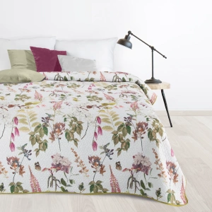 Přehoz na lůžka Rosa, vzor lučních květů, velvet samet, prošití, volba velikostí